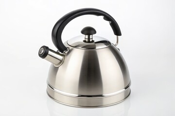 Stainless Steel Kettle on a White Background