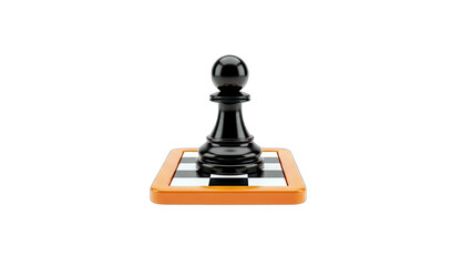 Black Pawn on Chessboard Isolated on White