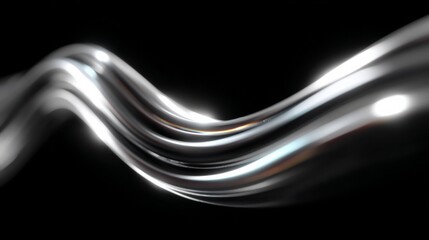 Obraz premium Abstract Wavey Silver Lines on Black Background. The elegant lines creating a dynamic sense of movement and depth. A representation of modern luxury and digital design