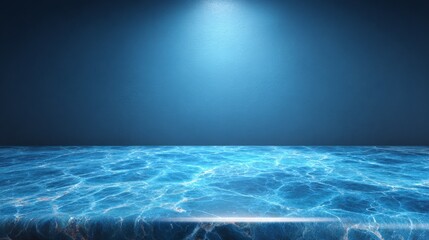 Fototapeta premium Water surface with a blue illuminated backdrop