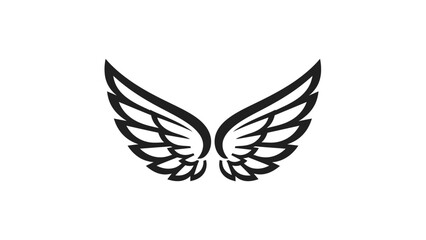 Obraz premium Elegant feathered wings illustration, symbol of freedom, inspiration, and protection in a minimalist black and white design