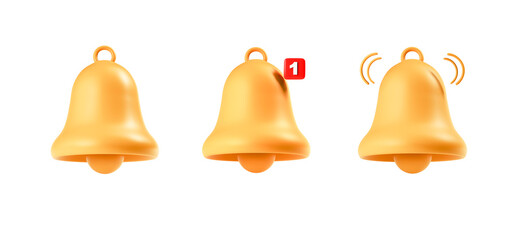 Notification Bell Icons Set on White Background