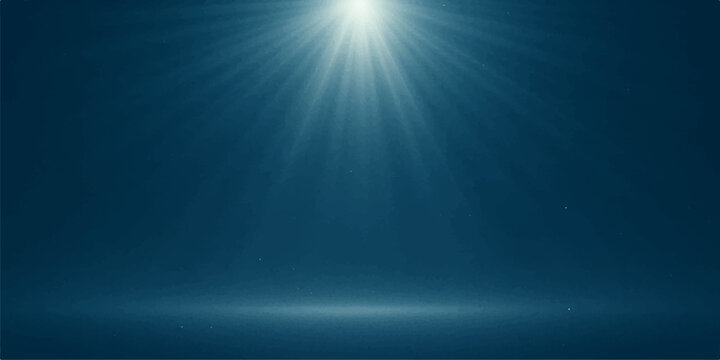 A bright burst of blue rays of light shines through the water like a sun flare, creating a glowing summer backdrop with a cosmic star effect