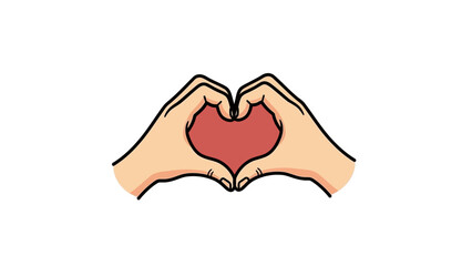 Fototapeta premium Two hands forming a heart shape with a red heart in the center, symbolizing love and affection.