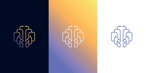 Futuristic Circuit Brain Icon Symbol for Digital Technology Business and Science Data for Artificial Intelligence AI Vector Logo Template
