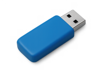 Blue usb flash drive storing digital files, transferring important data, connecting devices, portable memory stick isolated