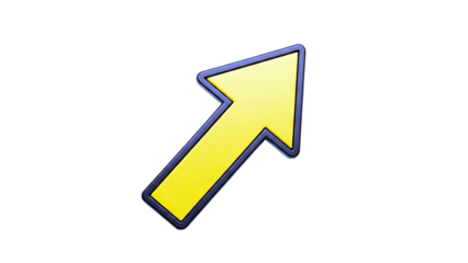 Yellow Arrow Pointing Up on White Background