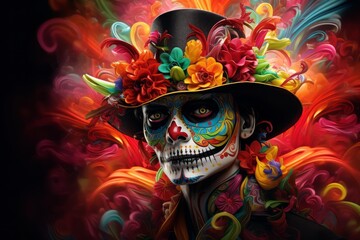 Close Portrait Calavera Catrina Celebrating