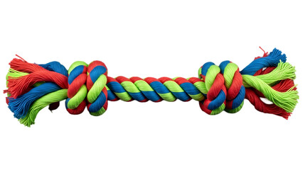 Colorful dog rope toy isolated on transparent background
