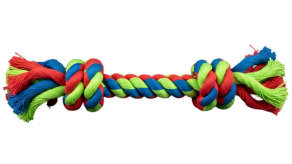 Colorful dog rope toy isolated on transparent background