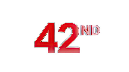 42nd - Red and Silver Number on White Background