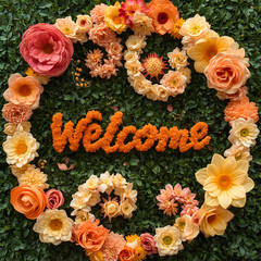 Welcome spring lettering background