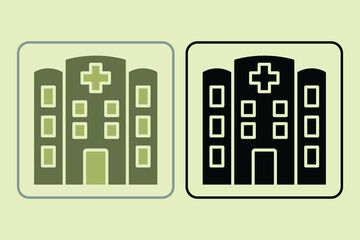Hospital icon. Suitable for medical projects. Solid icon, perfect for UI, mobile apps, websites, presentations, and infographics. Fully editable and optimized for digital and print use