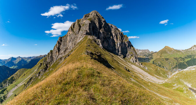 Majestic Feuerstein Peak in Austrias Great Walser Valley Under Clear Alpine Skies