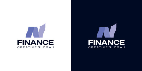 Creative Modern Initial Letter N Logo Design Symbol of Economic Growth and Fin-tech Template Vector