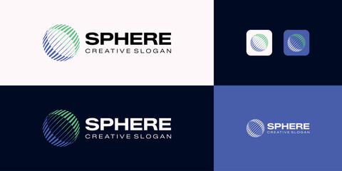 Modern Abstract Sphere Symbol Logo with Digital Lines for Global Technology Company Speed  Connection Digital Vector Design