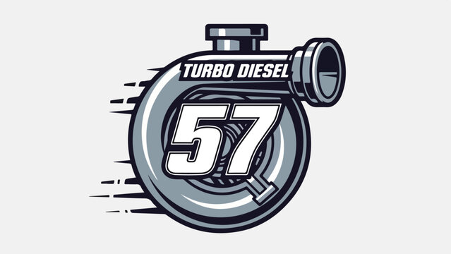 Turbo Diesel 57 Engine Badge Design - Automotive Performance Logo Icon logotypelogoicon.