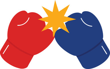 red and blue boxing gloves on isolated background