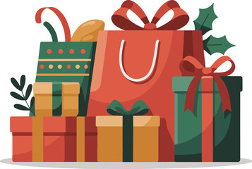 vector illustration of christmas gift boxes