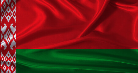 National flag of Belarus with cloth texture. Belarus flag with realistic texture background