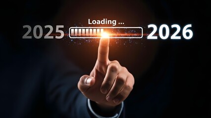 Transition from 2025 to 2026 with a loading progress bar