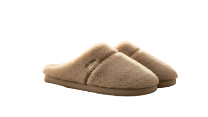 Cozy beige slippers isolated view perfect for relaxation and comfort concepts isolated on transparent background