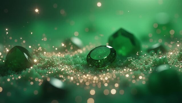 Luminous Green Gems Glimmering on Sparkling Sands