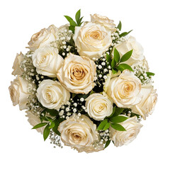 Beautiful White Rose Flower Bouquet Isolated on White Background