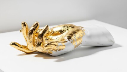 Marble hand statue with gold leaf accent