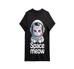 Funny cat in space suit t-shirt with space meow print