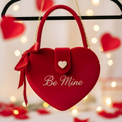 Valentine Red Heart Velvet Handbag Romantic Be Mine Gift