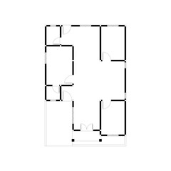 Black and White floor plan of a modern unfurnished house for your design. Suburban house vector blueprint. Architectural background.