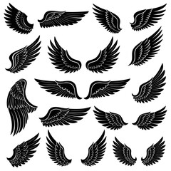 Obraz premium Collection of Black and White Wing Illustrations.
