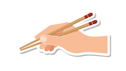 Hand Holding Chopsticks - Asian Food Utensil Illustration