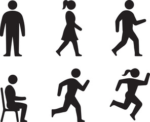 Silhouettes of people, black and white vector illustration of human, isolated design for business, teamwork, lifestyle, and social concepts