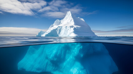 Magnificent iceberg floats majestically in the waters of the arctic region on earth