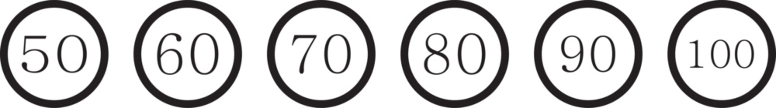 icon with   nomber    10. Planning  50.60.70.80.90.100.  icon.