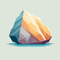Cartoon illustration of a large iceberg floating in the ocean.