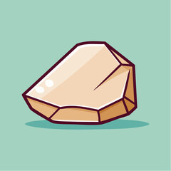 Illustration of a beige rock with a brown outline on a light green background.