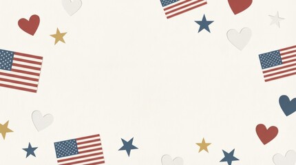 Celebration of patriotism american flag and heart motif design digital art decorative background festive environment creative viewpoint symbolizing unity and love for country