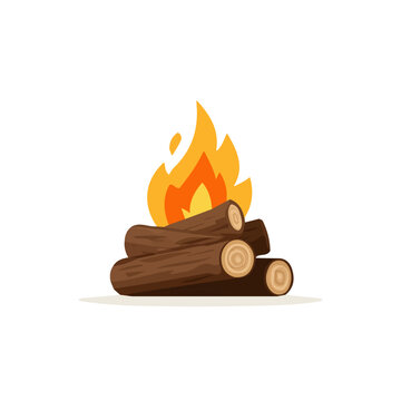 flat_2D_icon_of_a_campfire_log_isolated_Vector, eps, flat design, animation design, simple flat 2D icon, minimalist design, clipart, illustration