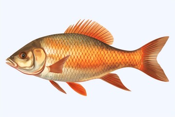 Obraz premium Common rudd fish swimming underwater, showcasing its vibrant scales and delicate fins