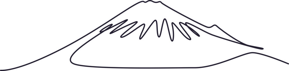 Continuous Line Art of Fujiyama Mount Japan