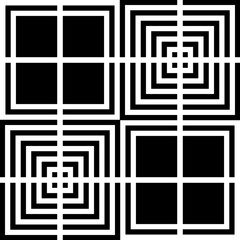 Abstract Seamless Geometric Checked Pattern. Black and White Texture.