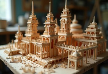 Intricate Matchstick Model Craftsmanship Miniature Structures Assembled With Precision