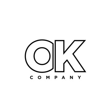 Letter O and K, OK logo design template. Minimal monogram initial based logotype.