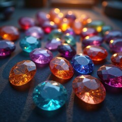 Meticulously Polished Gemstones Radiating Reflection Tumbling Artistry Glittering Finish Collection