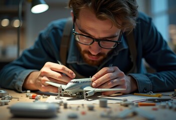 Miniature Airplane Kit Assembly Process Detailed Steps Craft Hobbyist Multistep Instruction Building