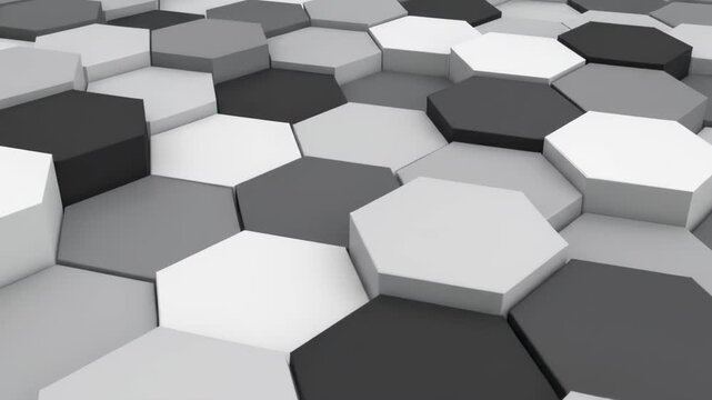 Abstract white and grey 3d vector hexagon background. Geometric random waving motion design business background