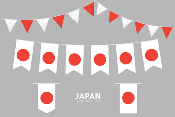 Japan national flag collection, Flag garlands festive bunting triangle banners and hanging flag